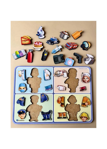 Настільна гра, що розвиває "Професії" дерев'яна 1х32х23 см Ubumblebees (260498969)