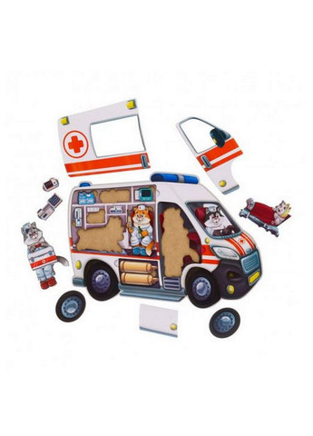 Деревянный пазл-сортер "Скорая помощь" 1х32х23 см Ubumblebees (260498975)