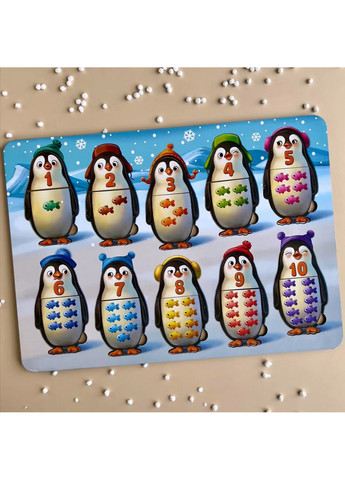 Деревянный пазл-вкладыш "Пингвинчики" счет 1х31х23 см Ubumblebees (260497966)