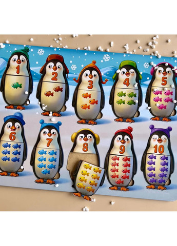 Деревянный пазл-вкладыш "Пингвинчики" счет 1х31х23 см Ubumblebees (260497966)