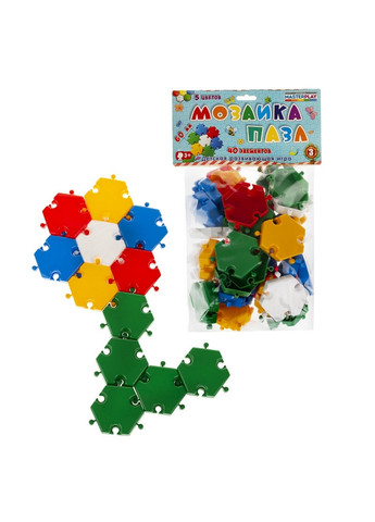 Детская мозаика-пазл №3, 40 деталей Ø60мм 23х28 см Colorplast (260496524)