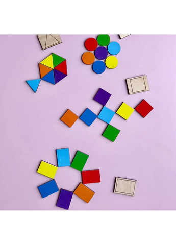 Деревянный пазл-вкладыш "Бобры-маляры – 2" геометрические фигуры 1х24х33 см Ubumblebees (260498970)