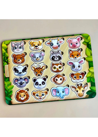 Деревянный пазл-сортер "Мордочки" мордочки животных 1х24х33 см Ubumblebees (260498982)