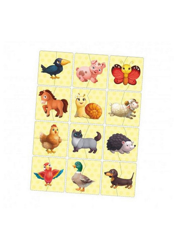 Настольная развивающая игра-пазл "Животные", 12 картинок-половинок 4,5х25х9,5 см Ubumblebees (260497967)
