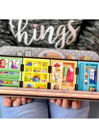 Деревянная настольная игра "Шкафы с одеждой" сортер-комодик 7,5х24,5х12 см Ubumblebees (260496978)