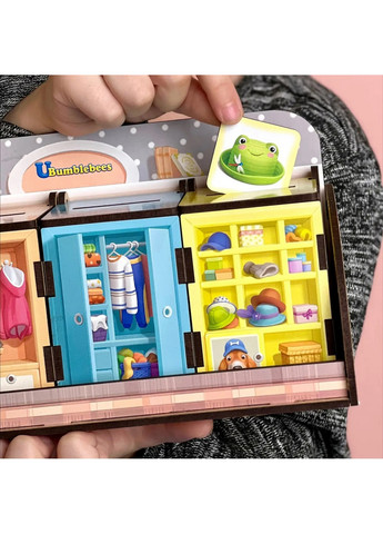 Деревянная настольная игра "Шкафы с одеждой" сортер-комодик 7,5х24,5х12 см Ubumblebees (260496978)