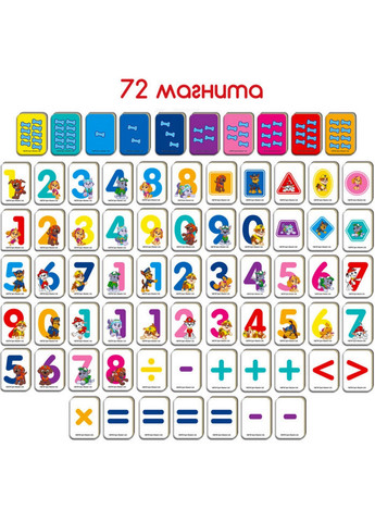 Дитячий набір магнітів Щенячий патруль "Математика" 20,5х20,5х4 см MAGDUM (260513550)