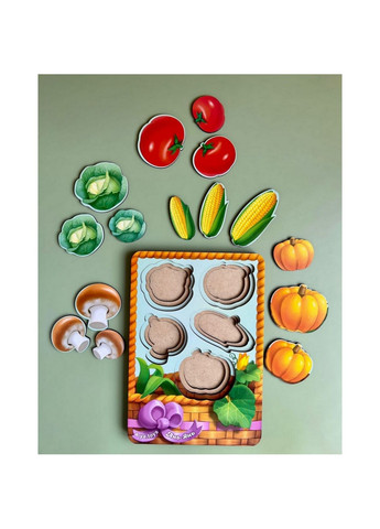 Настольная развивающая игра "Корзина с овощами-2" сортер-вкладыш 1,5х16х23 см Ubumblebees (260512788)