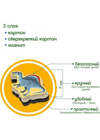 Набор магнитов "Большие Динозавры" 3,7х17х12 см MAGDUM (260512562)