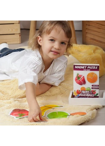 Набір магнітів Baby puzzle "Фрукти та овочі" 3,7х17х12 см MAGDUM (260513555)