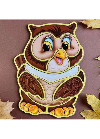 Дерев'яний пазл-вкладиш "Сова" пазл-контур 1х22х29 см Ubumblebees (260512782)