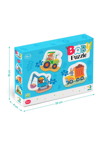 Дитячий Пазл 3 в 1 "Транспорт", 9 ел 4х24х18 см Dodo (260513583)