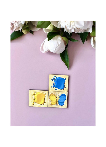 Дерев'яний пазл-сортер "Метелики" вивчення квітів 21х23 см Ubumblebees (260514443)