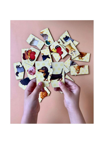 Настольная развивающая игра-пазл "Животные", 12 картинок-половинок 4,5х25х9,5 см Ubumblebees (260512809)