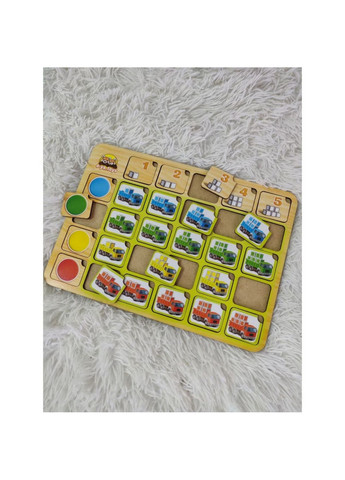 Деревянный пазл-сортер "Грузовики" цвет и счет 24х33 см Ubumblebees (260512812)