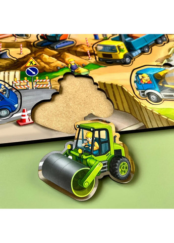 Дерев'яний пазл-вкладиш "Будівельний майданчик", 9 елементів 1х31х23 см Ubumblebees (260512795)