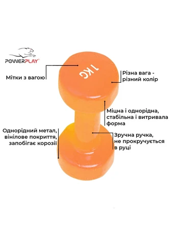 Гантель виниловый (1шт.) 1 кг PowerPlay (260515150)