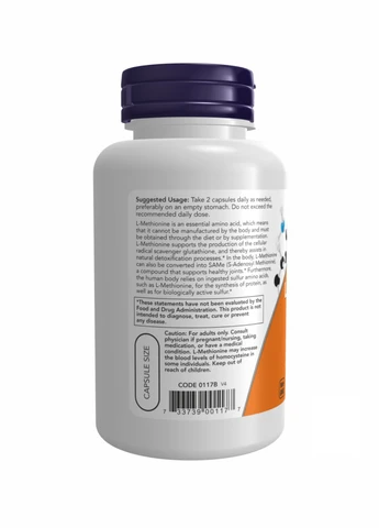 Метионін L-METHIONINE 500mg - 100 caps Now Foods (260516955)