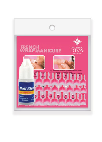 Набір для френча з клеєм French Wrap Plus Thick Hot Pink&Gelue (trial size) Dashing Diva (260517206)