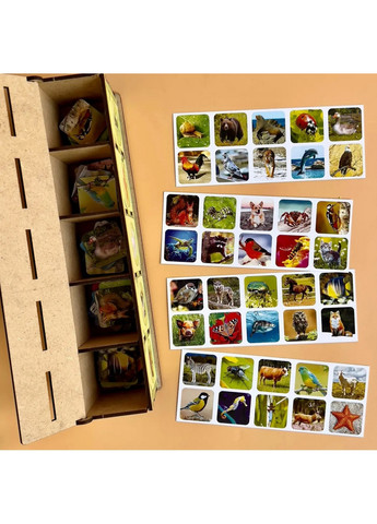 Настільна гра, що розвиває "Види тварин" комодик-сортер 9х8х23 см Ubumblebees (260530473)