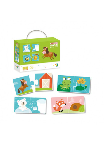 Дитячий пазл Звірята та їхні будиночки, 24 деталі 18х12х6 см Dodo (260531289)