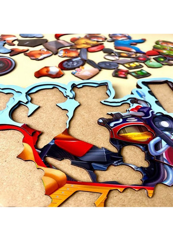 Пазлы вкладыши "Лисята на мотоцикле" многослойные От 12 мес No Brand (260530791)