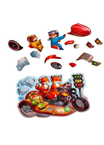 Пазлы вкладыши "Лисята на мотоцикле" многослойные От 12 мес No Brand (260530791)