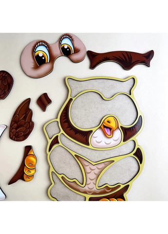 Деревянный пазл-вкладыш "Сова" пазл-контур 1х22х29 см Ubumblebees (260531505)