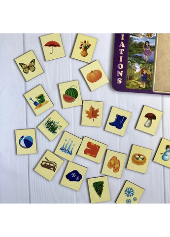 Дерев'яний пазл-вкладиш "Пори року" сортер-асоціації 1х31х23 см Ubumblebees (260533352)