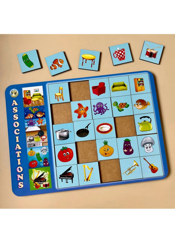 Дерев'яний пазл-вкладиш "Асоціації - 1", 25 плашок 1х31х24 см Ubumblebees (260530468)