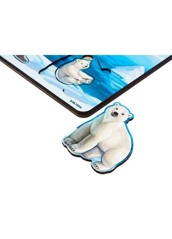 Дерев'яний пазл-вкладиш "Арктика" мама та малюк 1х23х16 см Ubumblebees (260532547)