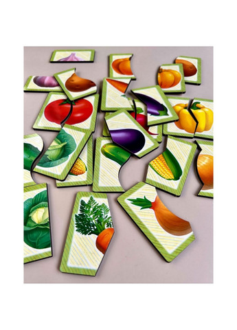 Настольная развивающая игра-пазл "Овощи", 12 картинок-половинок 4,5х25х9,5 см Ubumblebees (260532537)