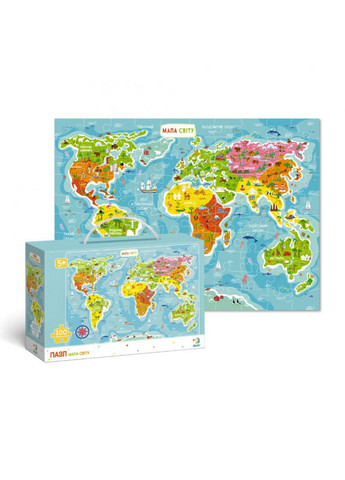 Дитячий пазл "Карта Світу", 100 елементів 28х18х7 см Dodo (260532320)