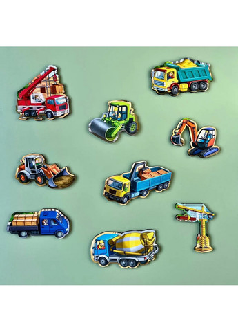 Дерев'яний пазл-вкладиш "Будівельний майданчик", 9 елементів 1х31х23 см Ubumblebees (260530453)