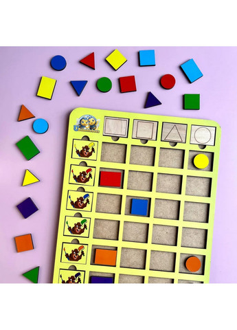 Деревянный пазл-вкладыш "Бобры-маляры – 2" геометрические фигуры 1х24х33 см Ubumblebees (260530462)