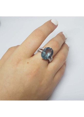 Срібна каблучка з натуральним флюоритом 10.18ct топазом білим Silver Breeze (260517902)