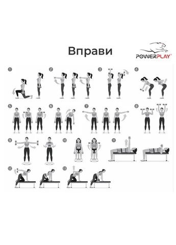 Набор гантелей в кейсе (2шт.*1кг. 2шт.*1,5кг. 2шт.*2кг.) 9 кг PowerPlay (260532965)