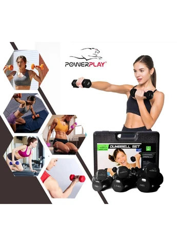 Набор гантелей в кейсе (2шт.*1кг. 2шт.*1,5кг. 2шт.*2кг.) 9 кг PowerPlay (260532965)