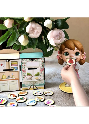 Дерев'яна настільна гра "їстівне-їстівне" сортер-комодик 8х19х11 см Ubumblebees (260530459)