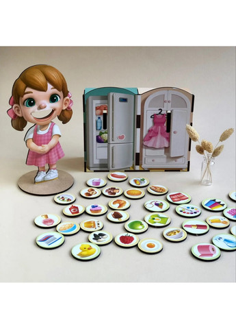 Дерев'яна настільна гра "їстівне-їстівне" сортер-комодик 8х19х11 см Ubumblebees (260530459)