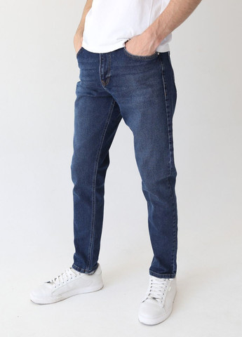 Синие демисезонные мом фит джинсы мужские синие тертые мом длина MOM Davito