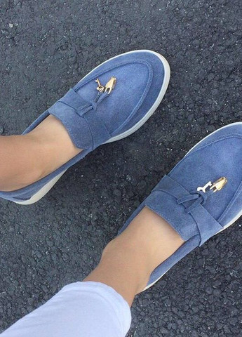 Женские лофери ключик | синие однотонные кисточки натуральная замша (260597861)