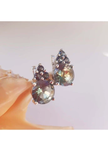 Серебряные серьги с мистик топазом 4.165ct Silver Breeze (260537509)