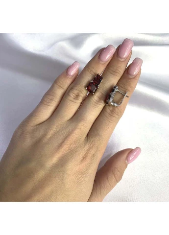 Срібні сережки з натуральним гранатом 6.76ct Silver Breeze (260537664)