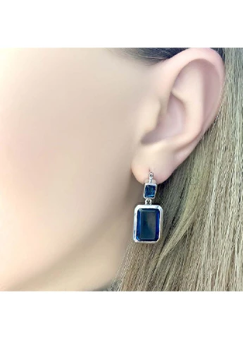 Срібні сережки з натуральним топазом Лондон Блю 12.74ct Silver Breeze (260537825)