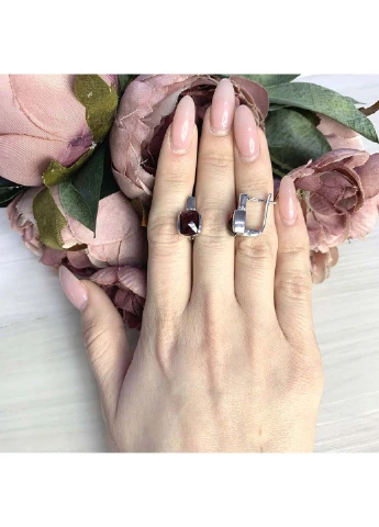 Срібні сережки з натуральним гранатом 5.305ct Silver Breeze (260537620)