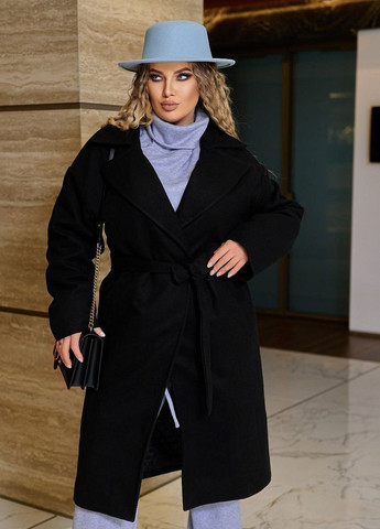 Черное демисезонное Пальто кашемировое женское Liton