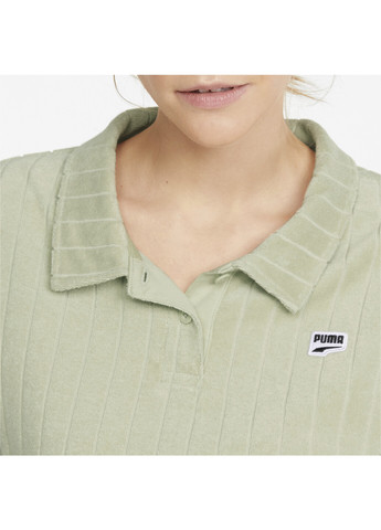 Зеленая женская футболка-поло downtown towelling women's polo shirt Puma однотонная