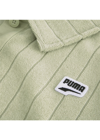 Зеленая женская футболка-поло downtown towelling women's polo shirt Puma однотонная
