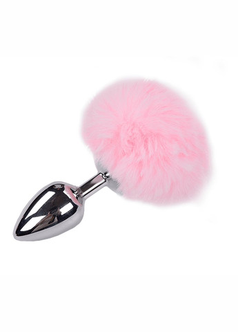 Металева анальна пробка Кролячий хвостик Alive Fluffy Plug L Pink, діаметр 3,9 см Satisfyer (260603219)